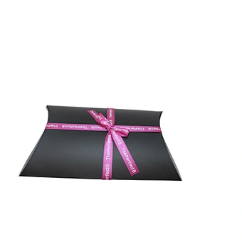 Custom Logo Paper Pillow Boxes with Ribbon