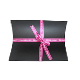 Custom Logo Paper Pillow Boxes with Ribbon