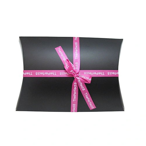 Custom Logo Paper Pillow Boxes with Ribbon