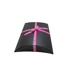 Custom Logo Paper Pillow Boxes with Ribbon